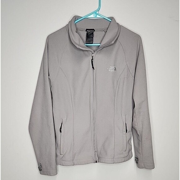 THE NORTH FACE Gray Morningside Full Zip Sweater Jacket Fleece Womens Size M EUC - Picture 1 of 8
